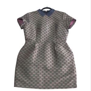 Club Monaco Talis Brocade Patterned Mini Dress with Blue Collar Sz 12